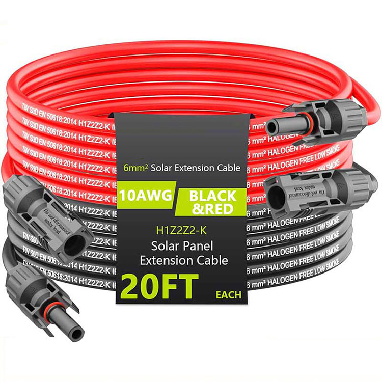 சோலார் நீட்டிப்பு கேபிள் 20FT 10AWG (6mm2) சோலார் பேனல் நீட்டிப்பு கம்பி